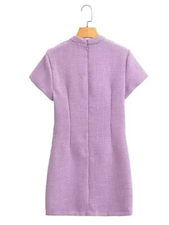 Women's Work Dress Casual Dress Sheath Dress Fashion Office Daily Mini Dress Patchwork Button Stand Collar Short Sleeve Plain Regular Fit Purple Fall Winter S M L 12 Women's Work Dress Casual Dress Sheath Dress Fashion Office Daily Mini Dress Patchwork Button Stand Collar Short Sleeve Plain Regular Fit Purple Fall Winter S M L -Party Prom Dresses Sales Store kylyte1695267964599