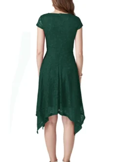 Women's Party Dress Lace Dress Cocktail Dress Midi Dress Black Pink Wine Short Sleeve Pure Color Lace Spring Fall Winter V Neck Fashion Winter Dress Wedding Guest Vacation 2023 S M L XL XXL -Party Prom Dresses Sales Store kyqmcy1692180417623