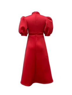 Women‘s Prom Cocktail Party Dress Wedding Guest Dress Swing Dress Long Dress Maxi Dress Purple Yellow Red Half Sleeve Pure Color Bow Spring Summer Stand Collar 2023 S M L XL XXL 3XL -Party Prom Dresses Sales Store lauant1651742091247