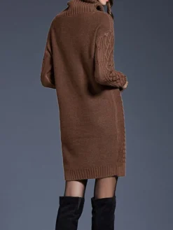 Women's Sweater Dress Jumper Dress Winter Dress Mini Dress Warm Plain Outdoor Daily Holiday Vacation Turtleneck Long Sleeve 2023 Loose Fit White Wine Blue M L XL XXL 3XL -Party Prom Dresses Sales Store laxwyp1697711250050