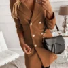 Women's Work Dress Blazer Dress Sheath Dress Fashion Mini Dress Button Shirt Collar Long Sleeve Plain Loose Fit Black White Yellow Fall Winter S M L XL XXL