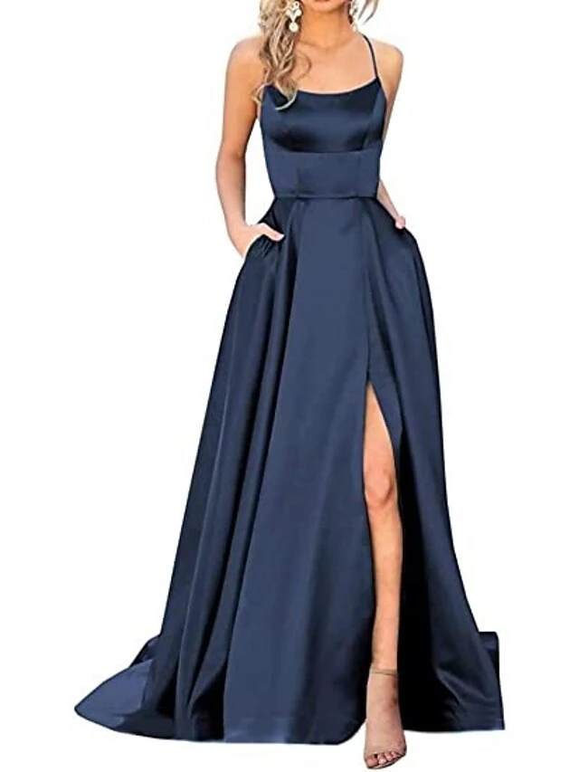 Women‘s Prom Party Dress Homecoming Dress Satin Maxi Long Dress Green Red Sleeveless Pure Color Split Spring Summer Spaghetti Strap Party Stylish Elegant Party 2023 S M L XL 9 Women‘s Prom Party Dress Homecoming Dress Satin Maxi Long Dress Green Red Sleeveless Pure Color Split Spring Summer Spaghetti Strap Party Stylish Elegant Party 2023 S M L XL - Image 9