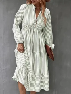 Women's Casual Dress Cotton Linen Dress Swing Dress Midi Dress Polyester Fashion Modern Outdoor Daily Vacation Split Neck Ruffle Button Long Sleeve Fall Winter Autumn 2023 Regular Fit Light Green 15 Women's Casual Dress Cotton Linen Dress Swing Dress Midi Dress Polyester Fashion Modern Outdoor Daily Vacation Split Neck Ruffle Button Long Sleeve Fall Winter Autumn 2023 Regular Fit Light Green -Party Prom Dresses Sales Store leyxro1691462580127