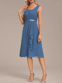 Women's Two Piece Dress Set Party Dress Chiffon Dress Party Wedding Guest Fashion Elegant Ruffle Midi Dress Crew Neck 3/4 Length Sleeve Plain Loose Fit Blue Fall Winter S M L XL XXL 12 Women's Two Piece Dress Set Party Dress Chiffon Dress Party Wedding Guest Fashion Elegant Ruffle Midi Dress Crew Neck 3/4 Length Sleeve Plain Loose Fit Blue Fall Winter S M L XL XXL -Party Prom Dresses Sales Store lgdiwk1696604914022