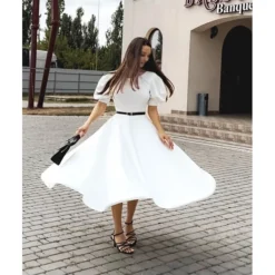 Women's Party Dress Casual Dress Swing Dress Midi Dress Black White Pink Short Sleeve Pure Color Backless Summer Spring Crew Neck Party Party Birthday Spring Dress 2023 S M L XL 2XL -Party Prom Dresses Sales Store ljdxhk1693359935424