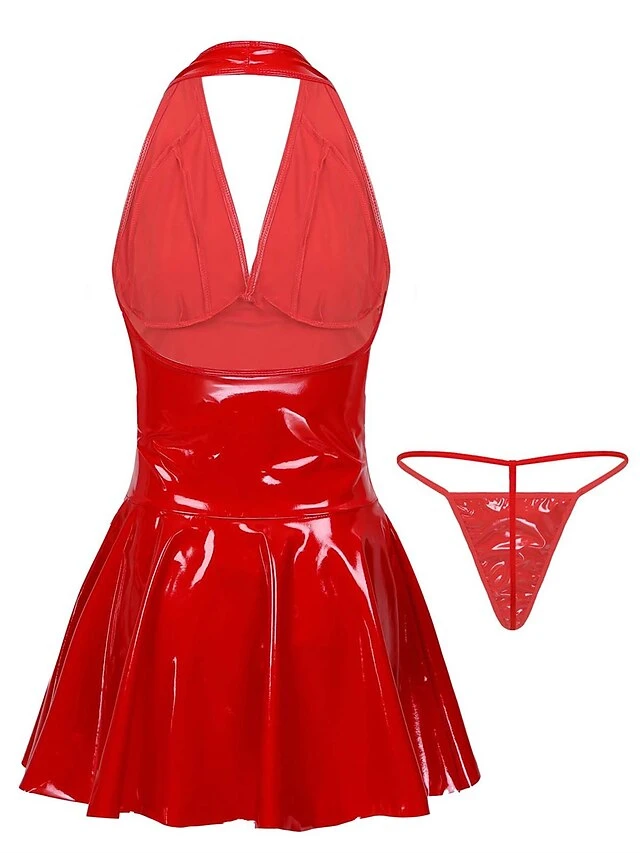 Women's Casual Dress Night Dress Mini Dress Daily Casual Backless Solid Color Halter Neck Home Lounge Black Red 2023 Summer Spring One-Size 9 Women's Casual Dress Night Dress Mini Dress Daily Casual Backless Solid Color Halter Neck Home Lounge Black Red 2023 Summer Spring One-Size - Image 9