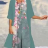 Women's Two Piece Dress Set Casual Dress Print Dress Outdoor Daily Fashion Elegant Print Midi Dress Crew Neck 3/4 Length Sleeve Floral Regular Fit Pink Blue Dark Green Summer Spring S M L XL XXL