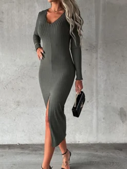 Women's Sweater Dress Jumper Dress Casual Dress Midi Dress Fashion Plain Outdoor Casual Daily Going Out V Neck Long Sleeve 2023 Slim Black Wine Khaki S M L XL XXL 3XL 23 Women's Sweater Dress Jumper Dress Casual Dress Midi Dress Fashion Plain Outdoor Casual Daily Going Out V Neck Long Sleeve 2023 Slim Black Wine Khaki S M L XL XXL 3XL -Party Prom Dresses Sales Store llxkqg1694427009524