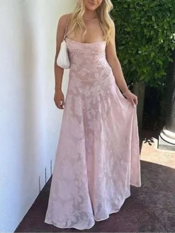 Women's Prom Dress Party Dress Corset Dress Long Dress Maxi Dress Pink Sleeveless Pure Color Lace Spring Fall Winter Spaghetti Strap Fashion Winter Dress Evening Party Wedding Guest 2023 S M L XL -Party Prom Dresses Sales Store lnghky1692169043794