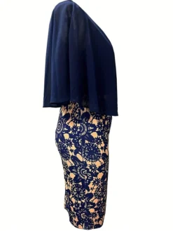 Women's Work Dress Sheath Dress Semi Formal Dress Fashion Midi Dress Print Crew Neck Half Sleeve Floral Slim Pink Navy Blue Fall S M L XL XXL -Party Prom Dresses Sales Store lntsnn1693819981837