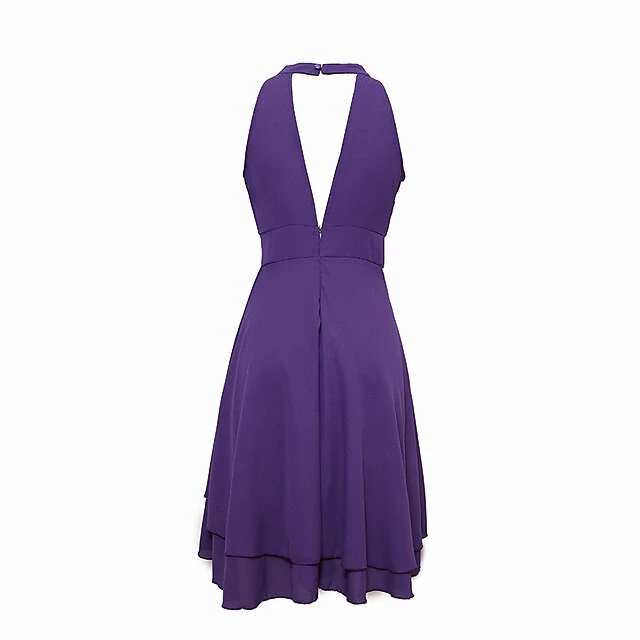 Women‘s Wedding Guest Dress Party Dress Knee Length Dress Navy Wine Red Green Black Blue Purple Sleeveless Pure Color Cold Shoulder Spring Summer Halter Neck Elegant Classic 2023 S M L XL XXL XXXL 13 Women‘s Wedding Guest Dress Party Dress Knee Length Dress Navy Wine Red Green Black Blue Purple Sleeveless Pure Color Cold Shoulder Spring Summer Halter Neck Elegant Classic 2023 S M L XL XXL XXXL - Image 13