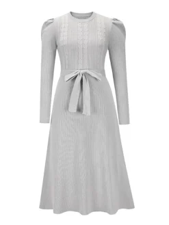 Women's Sweater Dress Winter Dress Jumper Dress Midi Dress Lace Up Ruched Daily Date Going Out Active Fashion Crew Neck Long Sleeve 2023 Slim Black Red Dark Green Color S M L XL XXL Size -Party Prom Dresses Sales Store lortmm1692174412039