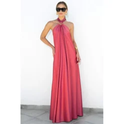 Women's Party Dress Satin Dress Long Dress Maxi Dress Blue Orange Green Sleeveless Pure Color Backless Summer Spring Halter Neck Fashion Loose Fit 2023 S M L XL -Party Prom Dresses Sales Store losegz1657547101318