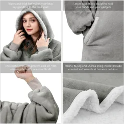 Women‘s Christmas Couple‘s Pajamas Nightgown Wearable Blanket Hoodie Blanket Pure Color Warm Comfort Oversized Home Daily Fleece Warm Hoodie Long Sleeve Pocket Winter Fall Pink Wine -Party Prom Dresses Sales Store lpiwdb1668410243539