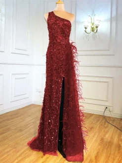 Women‘s Prom Dress Party Dress Sequin Dress Long Dress Maxi Dress Black Pink Red Sleeveless Pure Color Sparkly Glitter Sequins Spring Fall Winter One Shoulder Fashion Wedding Guest Birthday -Party Prom Dresses Sales Store lpsnik1693897490826