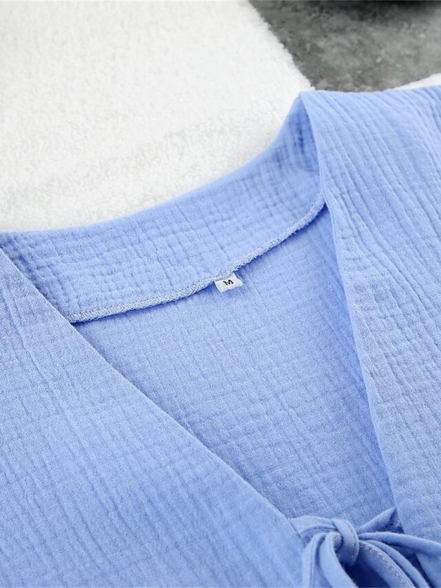 Women's Casual Dress Cotton Dress Swing Dress Mini Dress Cotton Fashion Modern Outdoor Daily Holiday V Neck Lace Up Ruched 3/4 Length Sleeve Fall Winter Autumn 2023 Loose Fit Light Green Blue Purple 14 Women's Casual Dress Cotton Dress Swing Dress Mini Dress Cotton Fashion Modern Outdoor Daily Holiday V Neck Lace Up Ruched 3/4 Length Sleeve Fall Winter Autumn 2023 Loose Fit Light Green Blue Purple - Image 14