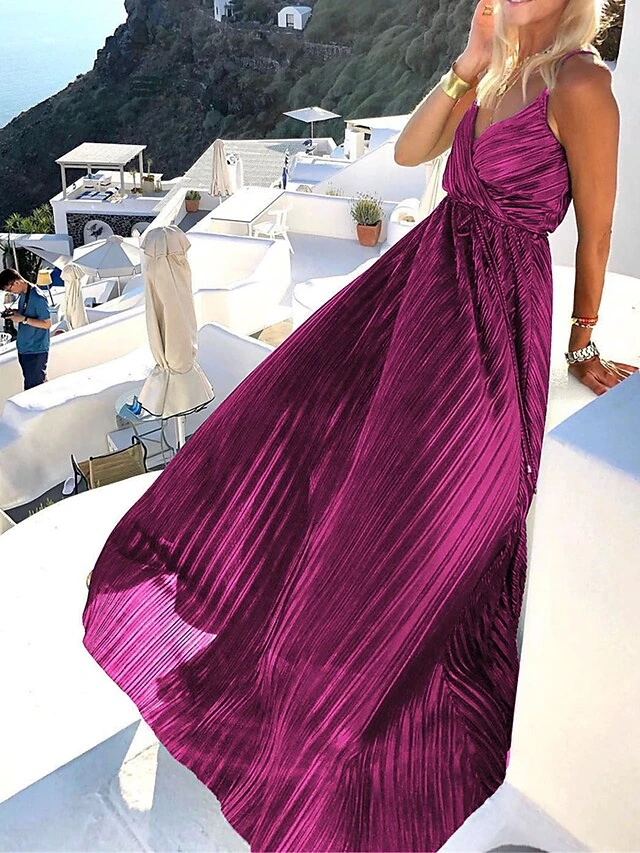 Women's Long Dress Maxi Dress Party Dress Casual Dress Swing Dress Plain Fashion Casual Outdoor Daily Holiday Ruched Sleeveless Strap Dress Loose Fit Dark Green Purple Dark Blue Spring S M L XL 5 Women's Long Dress Maxi Dress Party Dress Casual Dress Swing Dress Plain Fashion Casual Outdoor Daily Holiday Ruched Sleeveless Strap Dress Loose Fit Dark Green Purple Dark Blue Spring S M L XL - Image 5