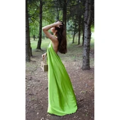 Women's Party Dress Satin Dress Long Dress Maxi Dress Blue Orange Green Sleeveless Pure Color Backless Summer Spring Halter Neck Fashion Loose Fit 2023 S M L XL -Party Prom Dresses Sales Store lsretm1690352594509