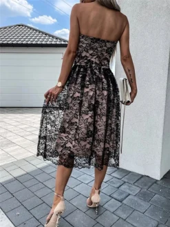 Women's Party Dress Lace Dress Homecoming Dress Mini Dress Black White Sleeveless Pure Color Backless Summer Spring Strapless Stylish Vacation Spring Dress 2023 S M L XL -Party Prom Dresses Sales Store ltcqkn1655262366346