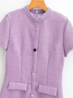 Women's Work Dress Casual Dress Sheath Dress Fashion Office Daily Mini Dress Patchwork Button Stand Collar Short Sleeve Plain Regular Fit Purple Fall Winter S M L 13 Women's Work Dress Casual Dress Sheath Dress Fashion Office Daily Mini Dress Patchwork Button Stand Collar Short Sleeve Plain Regular Fit Purple Fall Winter S M L -Party Prom Dresses Sales Store lthufz1695267965526