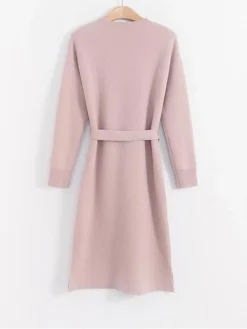 Women's Party Dress Cocktail Dress Shift Dress Midi Dress Pink Gray Long Sleeve Pure Color Split Fall Winter Autumn Crew Neck Fashion Winter Dress Wedding Guest Vacation 2023 S M L XL -Party Prom Dresses Sales Store ltvzlx1694489664509