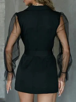 Women's Work Dress Blazer Dress Sheath Dress Fashion Office Daily Workfashion Mesh Sleeve Mini Dress Mesh Button Shirt Collar Long Sleeve Plain Regular Fit Black Dark Green Green Fall Winter S M L 36 Women's Work Dress Blazer Dress Sheath Dress Fashion Office Daily Workfashion Mesh Sleeve Mini Dress Mesh Button Shirt Collar Long Sleeve Plain Regular Fit Black Dark Green Green Fall Winter S M L -Party Prom Dresses Sales Store luhmlo1697711844286