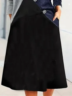 Women's Sweater Dress Winter Dress Jumper Dress Midi Dress Button Pocket Outdoor Street Daily Fashion Classic Stand Collar Long Sleeve 2023 Loose Fit Dark Blue Color S M L XL XXL Size -Party Prom Dresses Sales Store luwlhx1691980853439