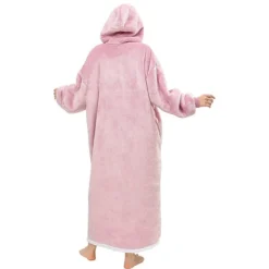 Women‘s Christmas Couple‘s Pajamas Nightgown Wearable Blanket Hoodie Blanket Pure Color Warm Comfort Oversized Home Daily Fleece Warm Hoodie Long Sleeve Pocket Winter Fall Pink Wine -Party Prom Dresses Sales Store lzvsub1663926504223