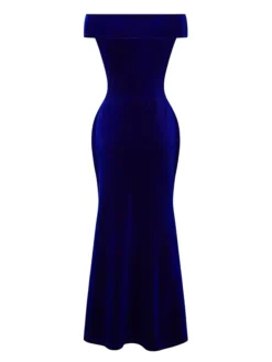 Women‘s Cocktail Party Dress Wedding Guest Dress Velvet Dress Long Dress Maxi Dress Blue Short Sleeve Pure Color Ruffle Winter Fall Spring V Neck Elegant Vacation 2023 S M L XL -Party Prom Dresses Sales Store maphag1677574174535