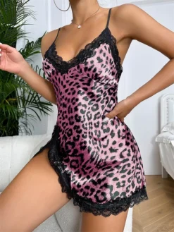 Women's Satin Dress Strap Dress Mini Dress Cute Sexy Lace Backless Leopard Strap Party Lounge Yellow Red 2023 Summer Spring S M L XL -Party Prom Dresses Sales Store mbjaxx1692787638083