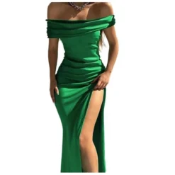 Women‘s Party Dress Black Dress Satin Midi Dress Green Blue Wine Sleeveless Pure Color Split Ruched Spring Summer Off Shoulder Party Party 2023 S M L XL XXL 3XL -Party Prom Dresses Sales Store mcnwcs1669444926497