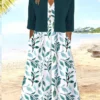 Women's Two Piece Dress Set Casual Dress Dress Set Outdoor Daily Fashion Streetwear Button Pocket Midi Dress V Neck Half Sleeve Leaf Regular Fit Blue Summer Spring S M L XL XXL