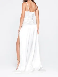 Women's Party Dress Satin Dress Emerald Green Dress Long Dress Maxi Dress White Pink Wine Sleeveless Pure Color Split Summer Spring Spaghetti Strap Elegant Party Vacation Spring Dress 2023 S M L XL -Party Prom Dresses Sales Store mdmkdo1644836940989