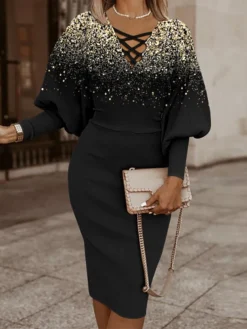 Women's Christmas Casual Dress Bodycon Sheath Dress Mini Dress Black And White Black Khaki Long Sleeve Geometric Patchwork Winter Fall Autumn V Neck Modern 2022 S M L XL XXL 19 Women's Christmas Casual Dress Bodycon Sheath Dress Mini Dress Black And White Black Khaki Long Sleeve Geometric Patchwork Winter Fall Autumn V Neck Modern 2022 S M L XL XXL -Party Prom Dresses Sales Store mfcwkn1667286791583