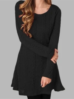 Women's Sweater Dress Jumper Dress Casual Dress Mini Dress Fashion Pure Color Outdoor Daily Going Out Crew Neck Long Sleeve 2023 Regular Fit Black White Wine S M L XL XXL -Party Prom Dresses Sales Store mgrfpt1696434474100