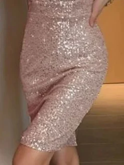 Women‘s Semi Formal Party Dress Sequin Dress Homecoming Dress Mini Dress Pink Half Sleeve Pure Color Sequins Winter Fall V Neck 2023 S M L XL XXL -Party Prom Dresses Sales Store mjnhfn1660818754521