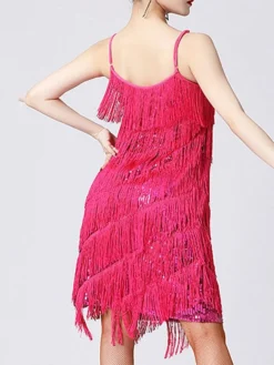 Women's Party Dress Fringe Dress Sequin Dress Midi Dress Silver Black White Sleeveless Pure Color Sequins Summer Spring Fall Spaghetti Strap Fashion Party Vacation Summer Dress 2022 S M L XL XXL 3XL -Party Prom Dresses Sales Store mkzmps1639557632580