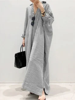 Women‘s Casual Dress Shirt Dress Cotton Dress Shift Dress Maxi Long Dress Cotton Basic Casual Outdoor Winter Dress Daily Shirt Collar Button Split Long Sleeve Summer Winter Fall Spring 2023 -Party Prom Dresses Sales Store mmglwt1652344635853