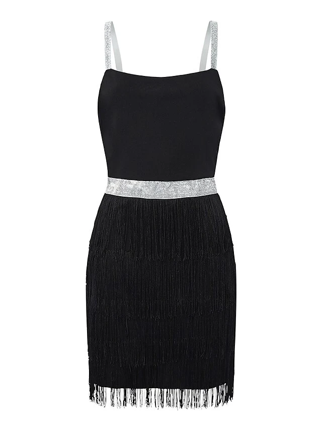 Women‘s Cocktail Party Dress Homecoming Dress Wedding Guest Dress Fringe Dress Mini Dress Black Sleeveless Pure Color Tassel Fringe Spring Summer Spaghetti Strap Hot Date 2023 S M L XL 2 Women‘s Cocktail Party Dress Homecoming Dress Wedding Guest Dress Fringe Dress Mini Dress Black Sleeveless Pure Color Tassel Fringe Spring Summer Spaghetti Strap Hot Date 2023 S M L XL - Image 2