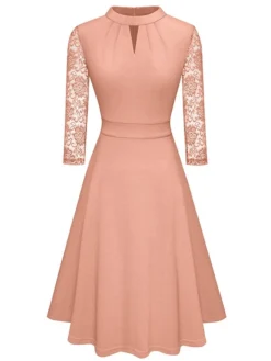 Women's Work Dress Semi Formal Dress A Line Dress Fashion Midi Dress Hollow Out Crew Neck Long Sleeve Plain Regular Fit Black Pink Wine Fall Winter S M L XL XXL 36 Women's Work Dress Semi Formal Dress A Line Dress Fashion Midi Dress Hollow Out Crew Neck Long Sleeve Plain Regular Fit Black Pink Wine Fall Winter S M L XL XXL -Party Prom Dresses Sales Store mprmln1692611895924