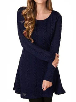 Women's Sweater Dress Jumper Dress Casual Dress Mini Dress Fashion Pure Color Outdoor Daily Going Out Crew Neck Long Sleeve 2023 Regular Fit Black White Wine S M L XL XXL -Party Prom Dresses Sales Store mqgokq1696434467062