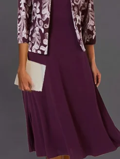 Women's Casual Dress Dress Set Two Piece Dress Midi Dress Black Wine Navy Blue 3/4 Length Sleeve Print Print Winter Fall Autumn Crew Neck Stylish 2023 S M L XL XXL 3XL -Party Prom Dresses Sales Store mqqkdj1691639612249