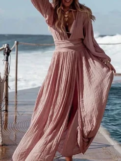 Women's Casual Dress Cotton Linen Dress Maxi Long Dress Polyester Basic Casual Daily Vacation V Neck Split Long Sleeve Summer Spring Fall 2023 Regular Fit Black White Pink Pure Color S M L XL 13 Women's Casual Dress Cotton Linen Dress Maxi Long Dress Polyester Basic Casual Daily Vacation V Neck Split Long Sleeve Summer Spring Fall 2023 Regular Fit Black White Pink Pure Color S M L XL -Party Prom Dresses Sales Store msfuef1676368787585