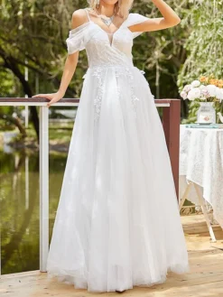 Women's Party Dress Wedding Guest Dress Swing Dress Long Dress Maxi Dress White Short Sleeve Pure Color Lace Spring Fall Winter V Neck Fashion Birthday Evening Party Vacation 2023 S M L XL XXL 12 Women's Party Dress Wedding Guest Dress Swing Dress Long Dress Maxi Dress White Short Sleeve Pure Color Lace Spring Fall Winter V Neck Fashion Birthday Evening Party Vacation 2023 S M L XL XXL -Party Prom Dresses Sales Store mtxsfa1693983148620