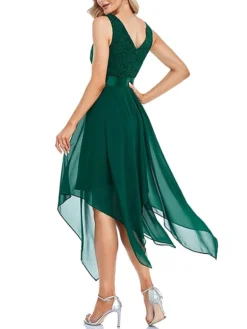 Women's Party Dress Lace Dress Cocktail Dress Midi Dress Black Green Sleeveless Pure Color Lace Fall Winter Autumn V Neck Fashion Vacation 2023 S M L XL XXL -Party Prom Dresses Sales Store myumro1693535462820