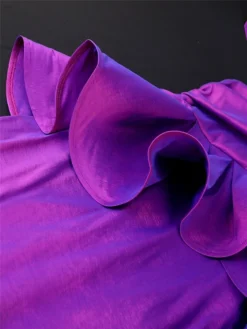 Women's Party Dress Cocktail Dress Satin Dress Midi Dress Purple Short Sleeve Pure Color Ruched Summer Spring Fall Off Shoulder Fashion Wedding Guest Vacation Summer Dress 2023 S M L XL XXL 3XL 4XL -Party Prom Dresses Sales Store nadiav1691464494398