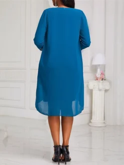 Women's Two Piece Dress Set Party Dress Lace Dress Party Wedding Guest Fashion Elegant Lace Patchwork Midi Dress V Neck 3/4 Length Sleeve Plain Regular Fit Blue Fall Winter S M L XL XXL 8 Women's Two Piece Dress Set Party Dress Lace Dress Party Wedding Guest Fashion Elegant Lace Patchwork Midi Dress V Neck 3/4 Length Sleeve Plain Regular Fit Blue Fall Winter S M L XL XXL -Party Prom Dresses Sales Store naeatt1696604829274