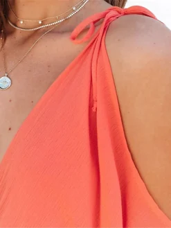 Women's Long Dress Maxi Dress Party Dress Swing Dress A Line Dress Pure Color Basic Casual Holiday Date Beach Backless Split Half Sleeve V Neck Dress Loose Fit White Yellow Orange Spring Summer S M L -Party Prom Dresses Sales Store najpjt1673321893500