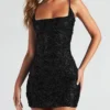 Women's Party Dress Sequin Dress Cocktail Dress Mini Dress Black Wine Blue Sleeveless Pure Color Sequins Spring Fall Winter Spaghetti Strap Fashion Winter Dress Wedding Guest Vacation 2023 S M L XL