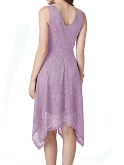 Women's Party Dress Lace Dress Cocktail Dress Midi Dress Black Pink Wine Sleeveless Pure Color Lace Spring Fall Winter V Neck Fashion Winter Dress Wedding Guest Vacation 2023 S M L XL XXL -Party Prom Dresses Sales Store nbsbqg1692180220179